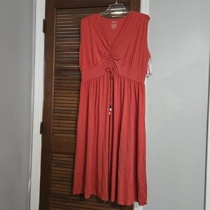 Nine West Coral Gathered Midi Dress